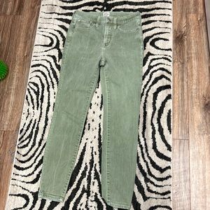 J crew green denim high rise toothpick jeans